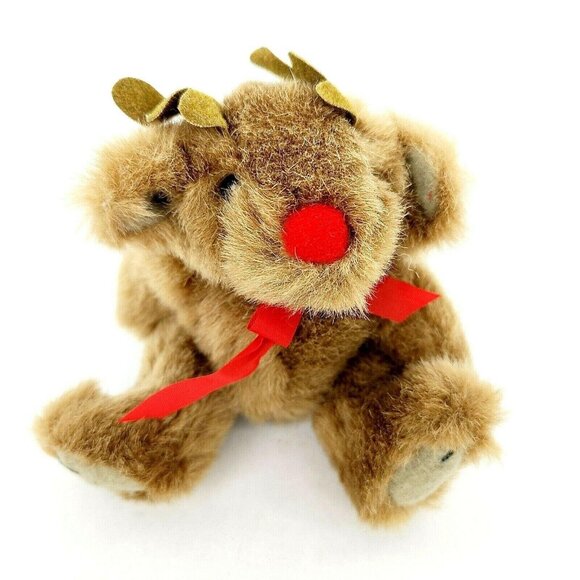 Tender Heart Treasures Christmas Reindeer 5 in Plush Red Nose Stuffed Animal Toy - Picture 1 of 5